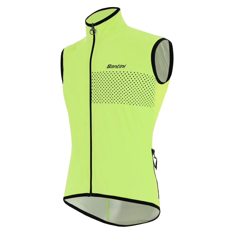 Santini Aw Guard Nimbus Rain Gilet in Flashy Green