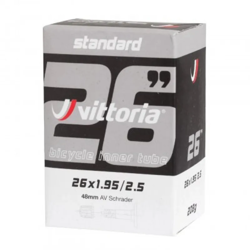 Vittoria Standard 20x1.95/2.125 48mm Schrader Valve Inner Tube in Black